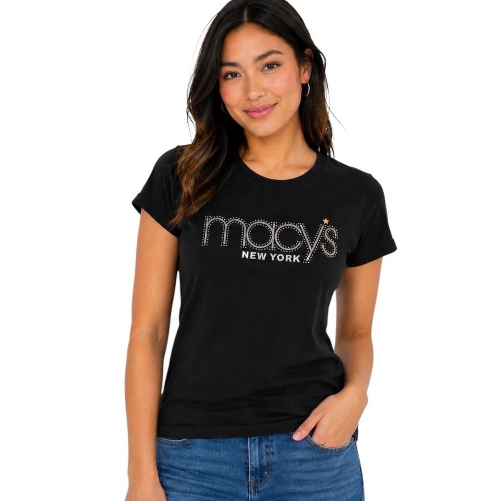 Macy's New York Black Short Sleeve Logo Tee